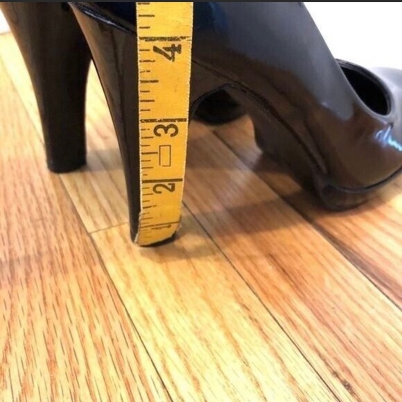 Black vegan patent leather platform heels shoes size 8 NIB retro round toe pump - Picture 9 of 9